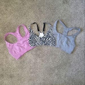 Set of 3 Sportsbras Zebra Pink Grey Gray Sports Bra
